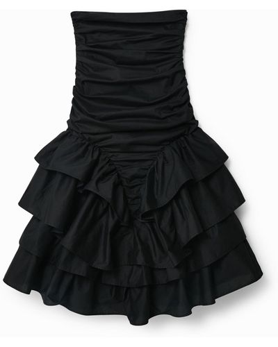 Desigual Stella Jean Ruffled Draped Skirt - Black