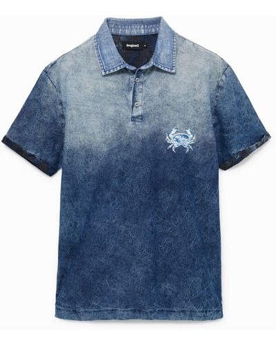 Desigual Tropical Dégradé Polo Shirt - Blue