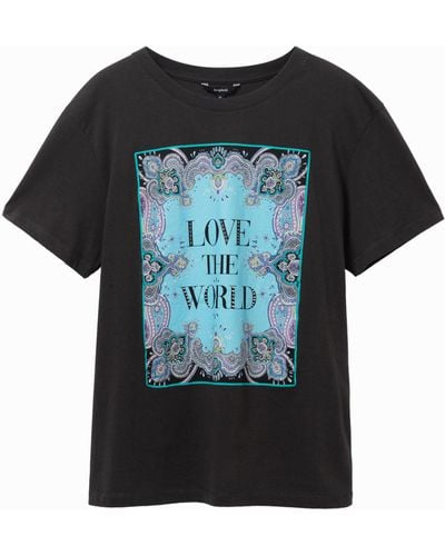 Desigual Love The World T-shirt - Black