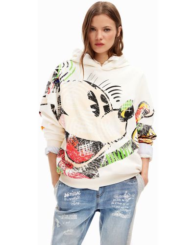 Desigual Oversize Mickey Mouse Hoodie - Gray