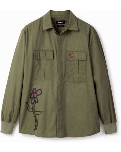 Desigual Oversize Overshirt With Pockets - Green