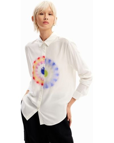Desigual Geometric Viscose Shirt - White