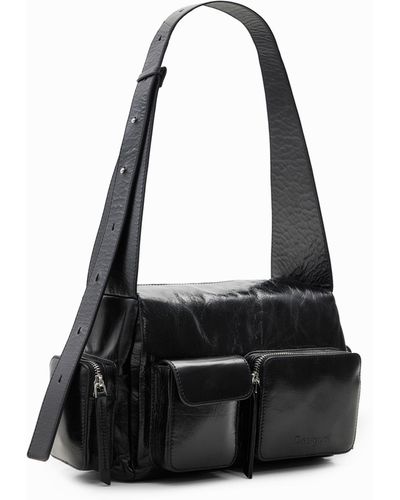 Desigual Midsize Pockets Leather Bag - Black