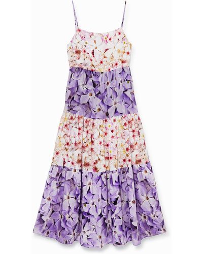 Desigual Floral Print Dress - Purple