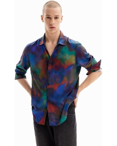 Desigual Flowing Watercolour Shirt - Blue