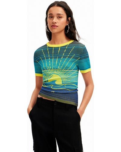 Desigual Knit Wave T-shirt - Blue