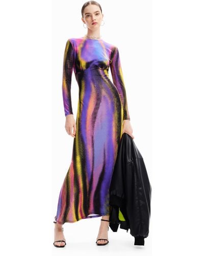 Desigual María Escoté Long Slim Dress - Purple