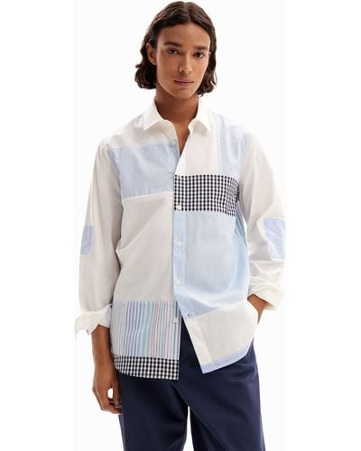 Desigual Striped Patch Shirt. - White