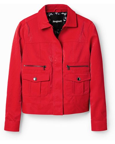 Desigual Straight Slim Jacket - Red