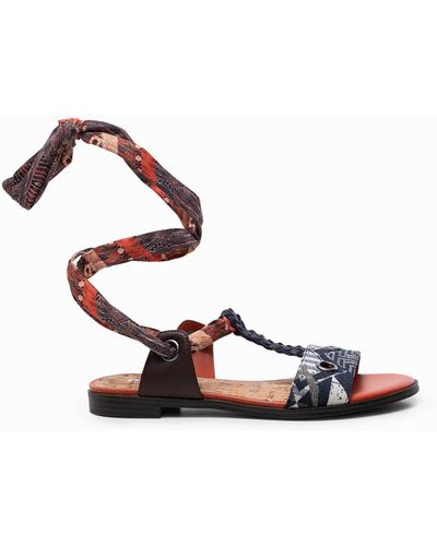 Desigual Sandals With Ribbon - White