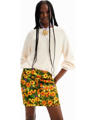Desigual Slim Floral Mini Skirt - Metallic