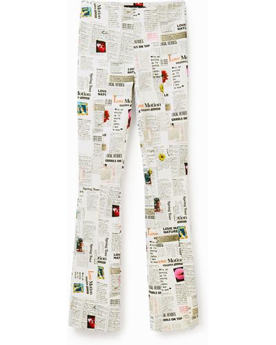 Desigual Newspaper Slit Pants - White