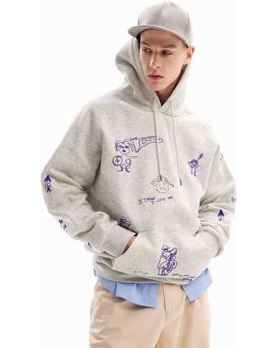 Desigual Embroidered Hoodie - White