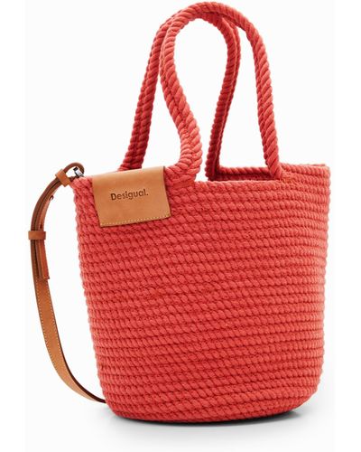 Desigual M Woven Leather Basket - Red