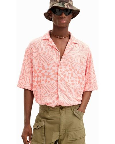 Desigual Bicolor Arty Knit Shirt. - Pink