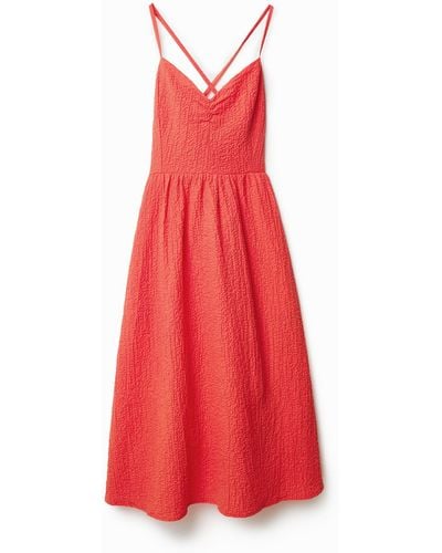 Desigual A-line Midi Dress - Red