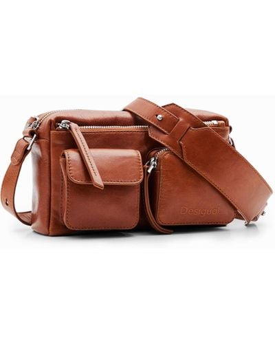 Desigual S Leather Pockets Crossbody Bag - Brown