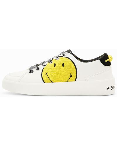 Desigual Smiley Platform Sneakers - White