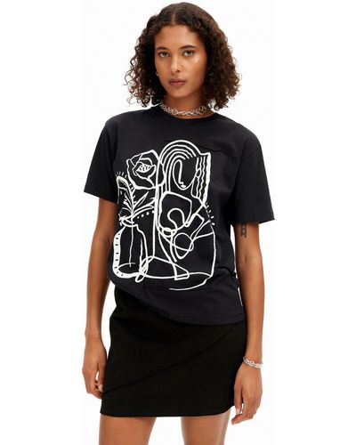 Desigual Arty Illustration T-shirt - Black