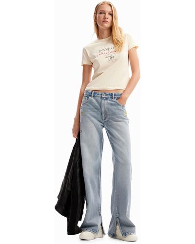 Desigual Wide-leg Smiley® Jeans - White