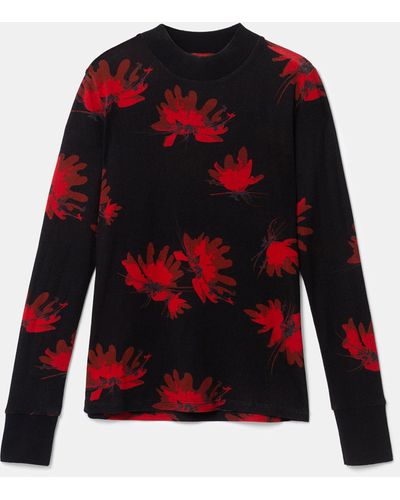 Desigual Long Sleeve Floral T-shirt - Red