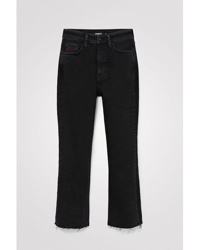 Desigual Flared Cropped Jeans - Black