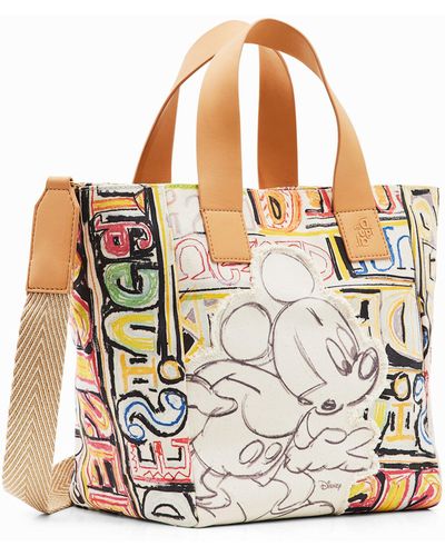 Desigual Midsize Disney's Mickey Mouse Tote Bag - White