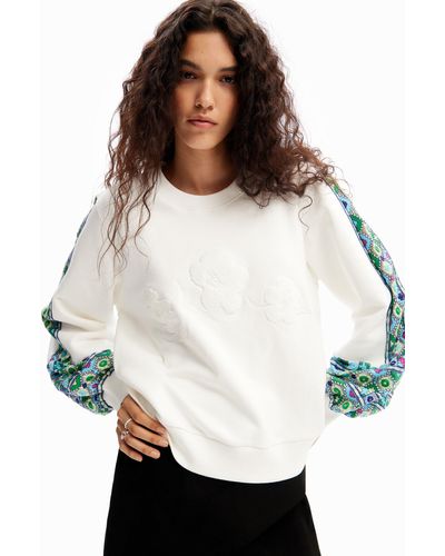 Desigual Embroidered Puff Sweatshirt - White