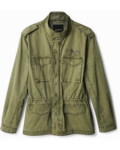 Desigual Military Parka With Pockets - Green