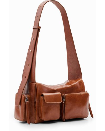 Desigual M Leather Pockets Bag - Brown