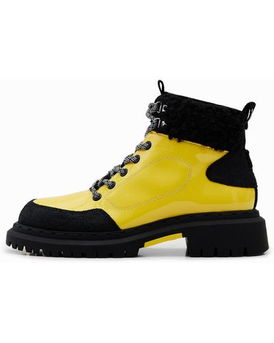 Desigual Lace-up Trekking Boots - Yellow