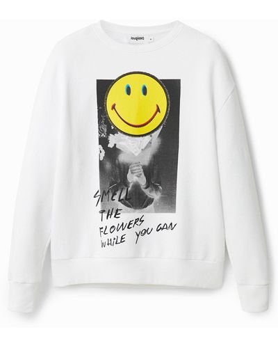Desigual Oversize Smiley® Sweatshirt - White