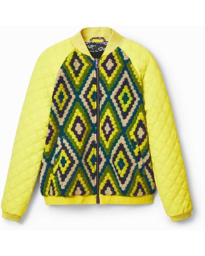 Desigual Padded Wool Jacket - Yellow