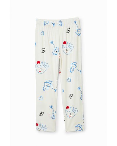 Desigual Heart Pyjama Trousers - White