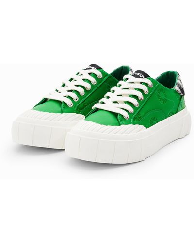 Desigual Tartan Platform Sneakers - Green