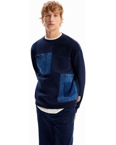 Desigual Denim Patchwork Sweatshirt - Blue