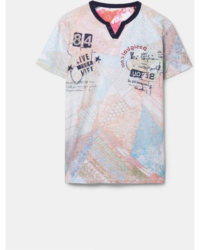 Desigual Patch Print Cotton T-shirt - Multicolour