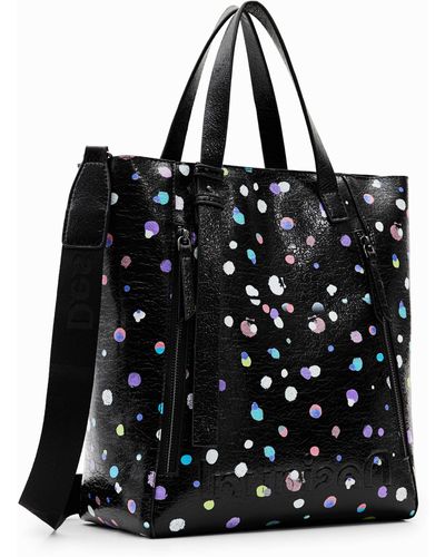 Desigual Large Polka Dot Shopper Bag - Black
