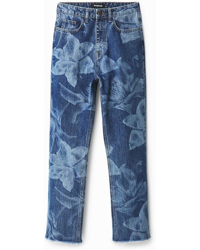 Desigual Straight Cropped Jeans - Blue
