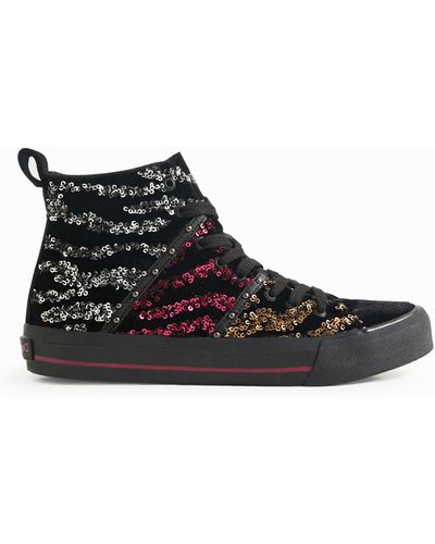 Desigual Sequin High-top Trainers - Black