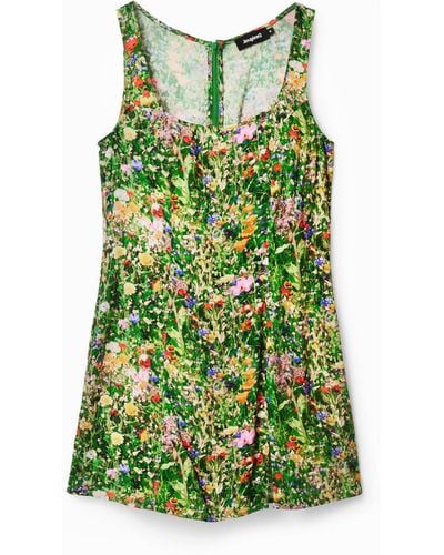 Desigual Short Floral Dress - Green