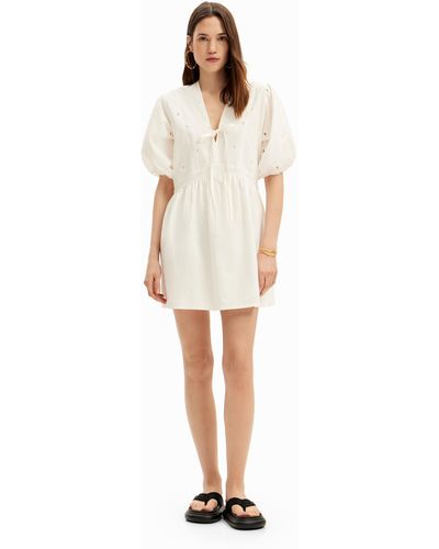 Desigual Poplin Mini Dress - White
