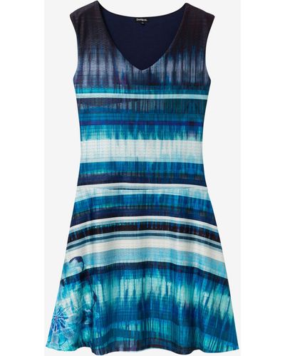 Desigual Flared Sleeveless Dress - Blue