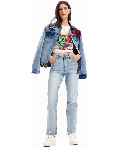 Desigual Straight Mickey Mouse Jeans - Blue