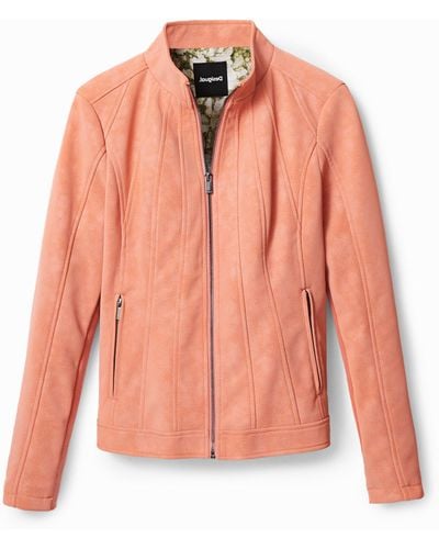 Desigual Slim Biker Jacket - Pink