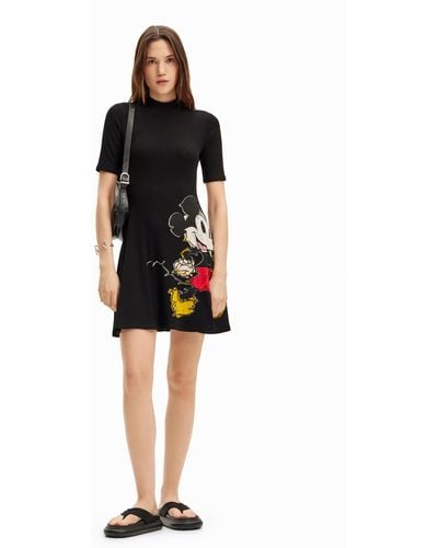 Desigual Mickey Mouse Short Dress - Black