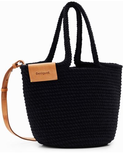 Desigual M Woven Leather Basket - Black