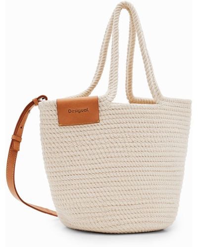 Desigual M Woven Leather Basket - Natural