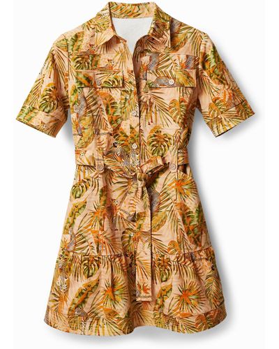 Desigual Tropical Shirt Dress - Metallic