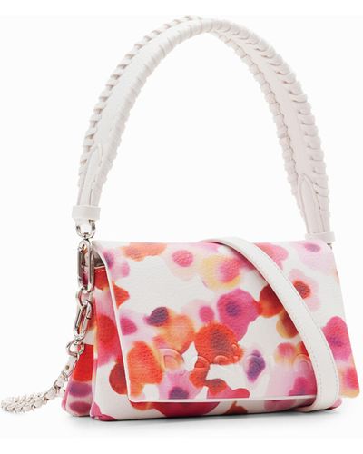 Desigual Borsa A Tracolla Loverty Shoulder Bag, Colore Rosso Carminio, Con Ciondolo Fiore, 25x31x12 Cm